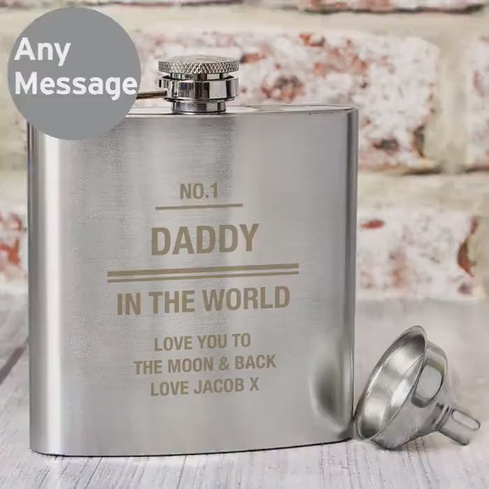 Personalised Engraved Stainless Steel Hip Flask, Father's Day Birthday