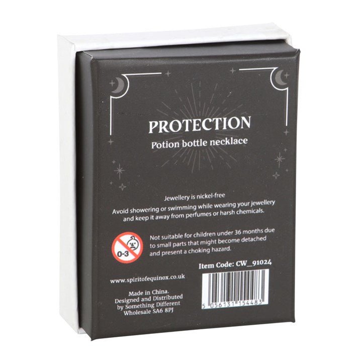 Protection Black Obsidian Crystal Chip Potion Bottle Necklace | Inspired Creative Gifts | UK Supplier