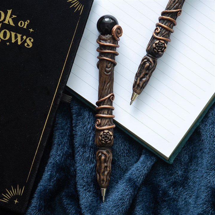Protection Black Obsidian Crystal Wand Pen | Inspired Creative Gifts | UK Supplier