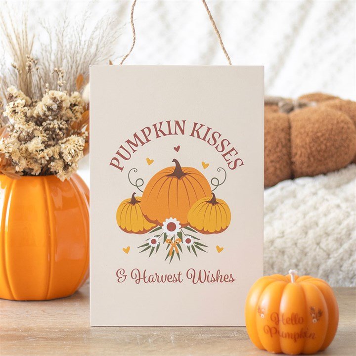 Pumpkin Kisses & Harvest Wishes Hanging Sign | Inspired Creative Gifts | UK Supplier