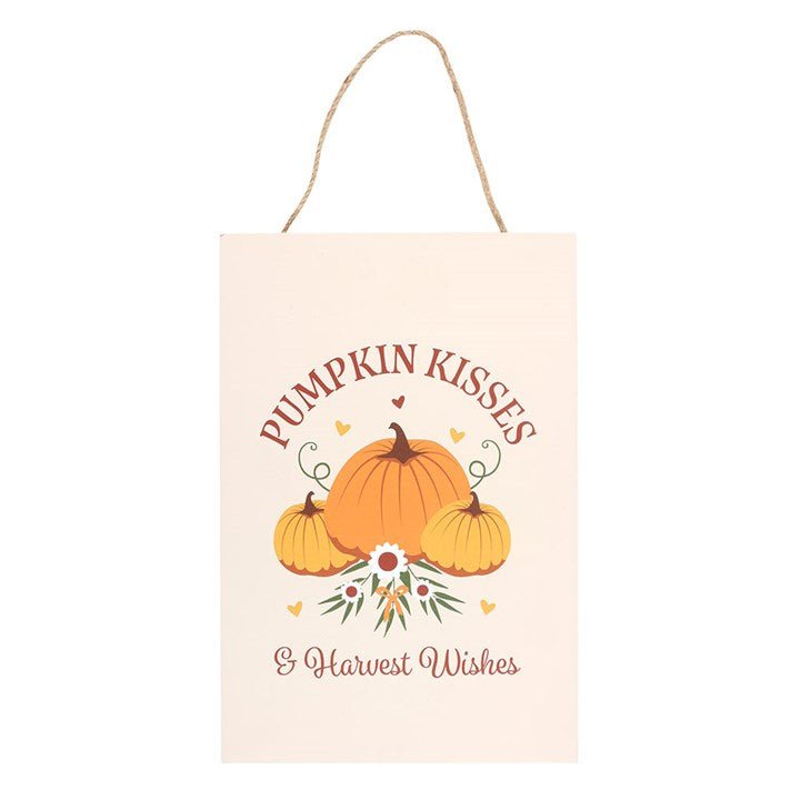 Pumpkin Kisses & Harvest Wishes Hanging Sign | Inspired Creative Gifts | UK Supplier