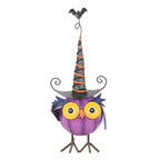 Purple Metal Owl Ornament with Witch Hat | Inspired Creative Gifts | UK Supplier
