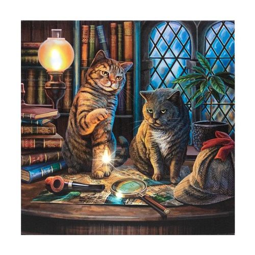 Purrlock Holmes Light Up Canvas Plaque by Lisa Parker | Inspired Creative Gifts | UK Supplier