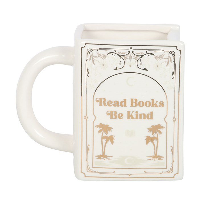 Read Books Be Kind White Book Shaped Mug | Inspired Creative Gifts | UK Supplier
