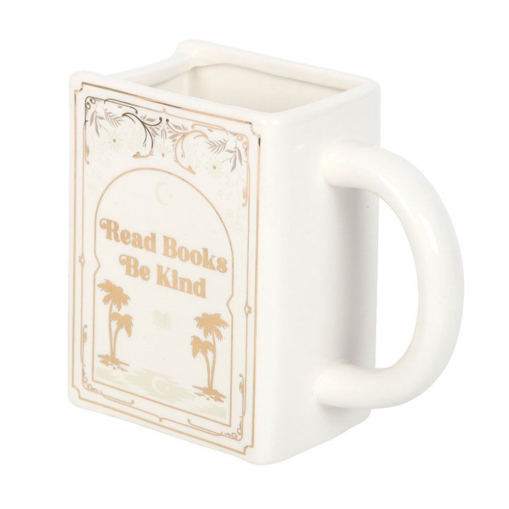 Read Books Be Kind White Book Shaped Mug | Inspired Creative Gifts | UK Supplier