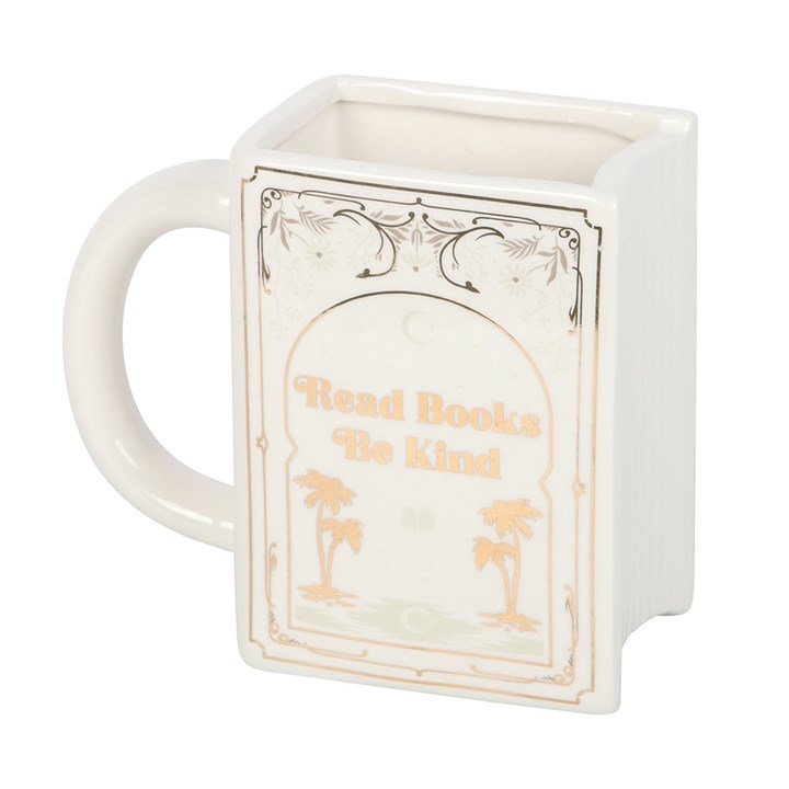 Read Books Be Kind White Book Shaped Mug | Inspired Creative Gifts | UK Supplier