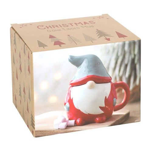 Red and Grey Gonk Lidded Mug | Inspired Creative Gifts | UK Supplier