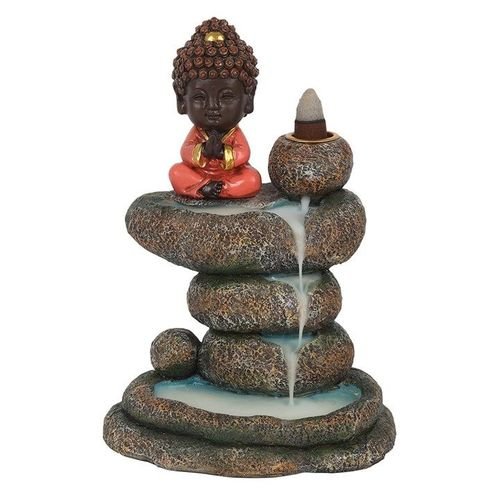 Red Buddha and Rock Pond Backflow Incense Burner | Inspired Creative Gifts | UK Supplier