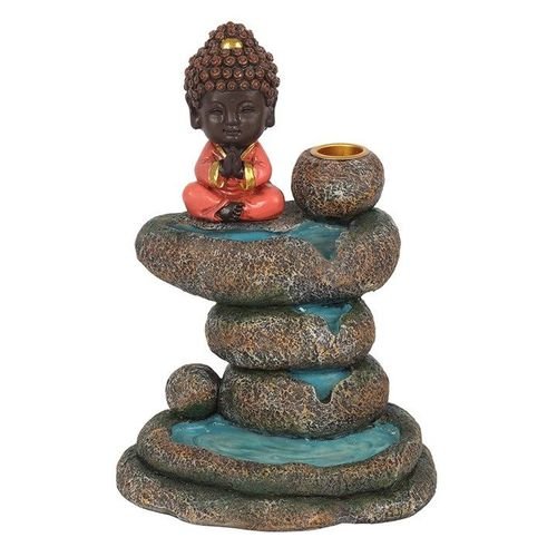 Red Buddha and Rock Pond Backflow Incense Burner | Inspired Creative Gifts | UK Supplier