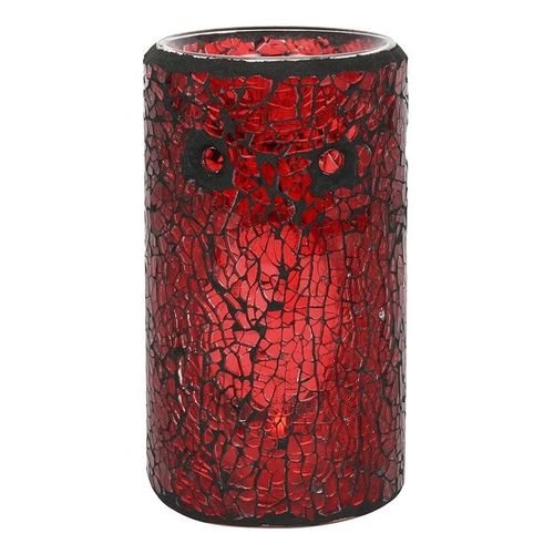 Red Pillar Crackle Glass Oil Burner and Wax Warmer | Inspired Creative Gifts | UK Supplier