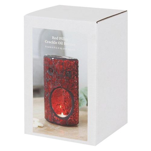 Red Pillar Crackle Glass Oil Burner and Wax Warmer | Inspired Creative Gifts | UK Supplier