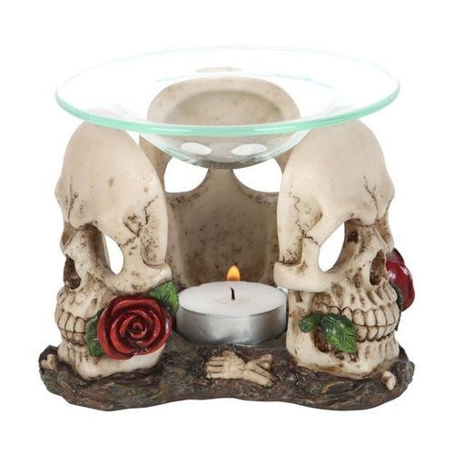 Resin and Glass Skull Rose Oil Burner | Inspired Creative Gifts | UK Supplier