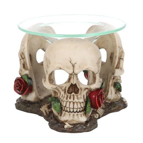 Resin and Glass Skull Rose Oil Burner | Inspired Creative Gifts | UK Supplier