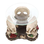 Resin and Glass Skull Rose Oil Burner | Inspired Creative Gifts | UK Supplier