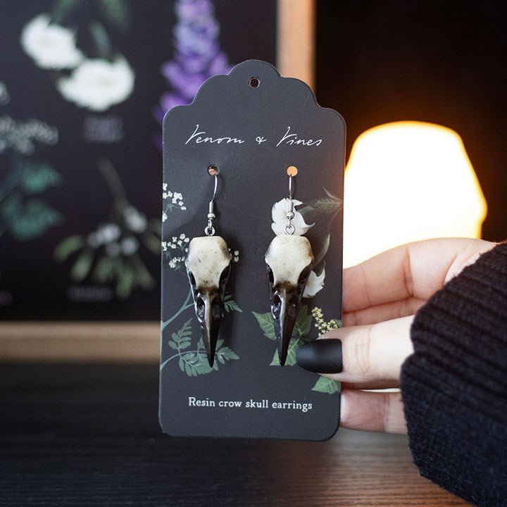 Resin Crow Skull Earrings | Inspired Creative Gifts | UK Supplier