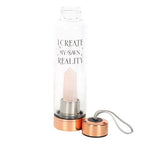 Rose Quartz Create My Own Reality Glass Water Bottle | Inspired Creative Gifts | UK Supplier