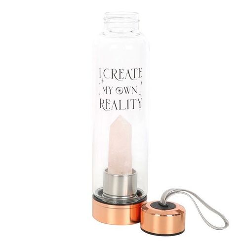 Rose Quartz Create My Own Reality Glass Water Bottle | Inspired Creative Gifts | UK Supplier