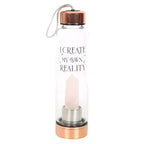 Rose Quartz Create My Own Reality Glass Water Bottle | Inspired Creative Gifts | UK Supplier