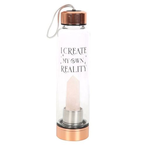 Rose Quartz Create My Own Reality Glass Water Bottle | Inspired Creative Gifts | UK Supplier