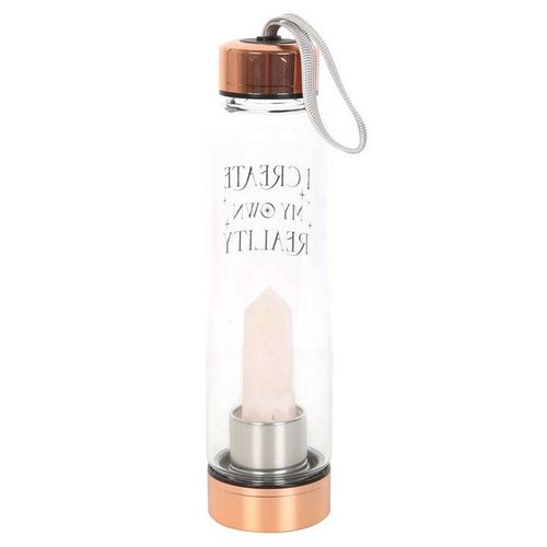 Rose Quartz Create My Own Reality Glass Water Bottle | Inspired Creative Gifts | UK Supplier