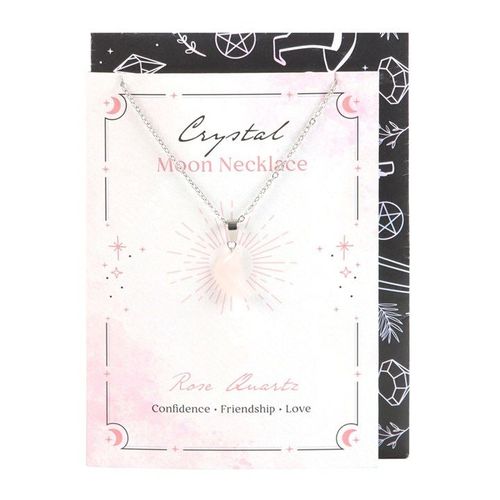 Rose Quartz Crystal Moon Necklace on Greeting Card | Inspired Creative Gifts | UK Supplier