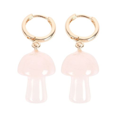 Rose Quartz Crystal Mushroom Earrings | Inspired Creative Gifts | UK Supplier