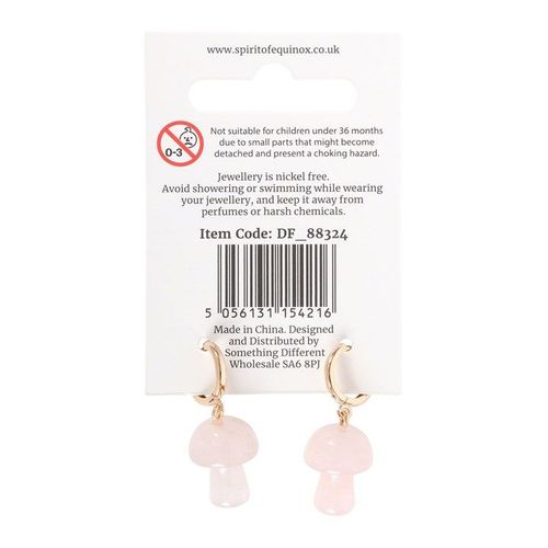 Rose Quartz Crystal Mushroom Earrings | Inspired Creative Gifts | UK Supplier