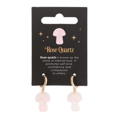 Rose Quartz Crystal Mushroom Earrings | Inspired Creative Gifts | UK Supplier