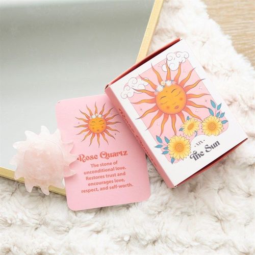 Rose Quartz Crystal Sun Keepsake Stone in a Box | Inspired Creative Gifts | UK Supplier