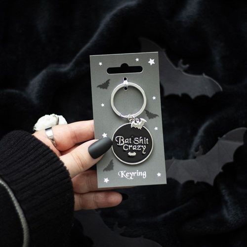 Round Bat Shit Crazy Keyring | Inspired Creative Gifts | UK Supplier
