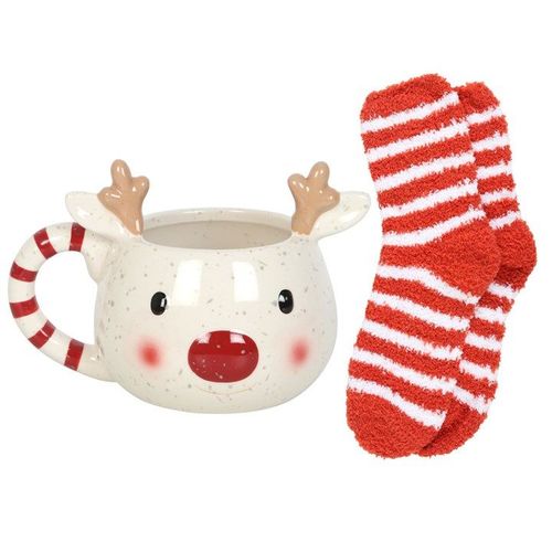 Rudolph Reindeer Mug and Socks Set | Inspired Creative Gifts | UK Supplier