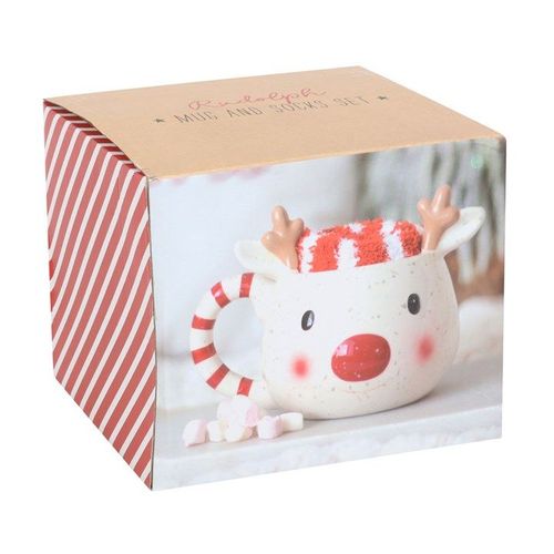 Rudolph Reindeer Mug and Socks Set | Inspired Creative Gifts | UK Supplier