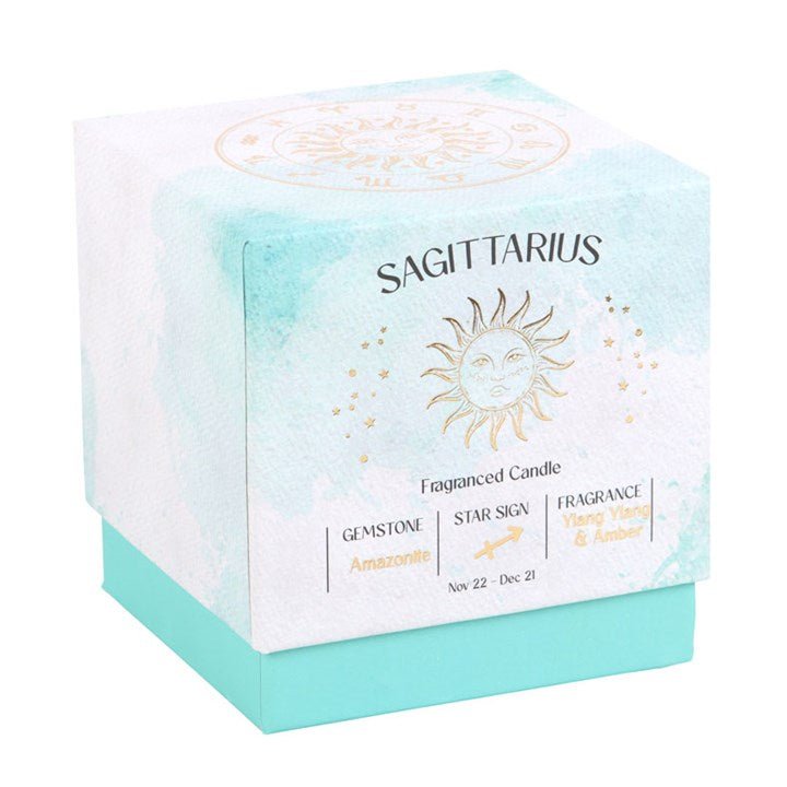 Sagittarius Ylang Ylang & Amber Gemstone Zodiac Candle | Inspired Creative Gifts | UK Supplier