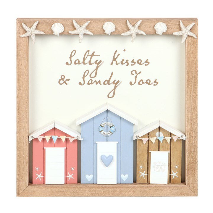 Salty Kisses 3D Shell Beach Hut Plaque | Inspired Creative Gifts | UK Supplier