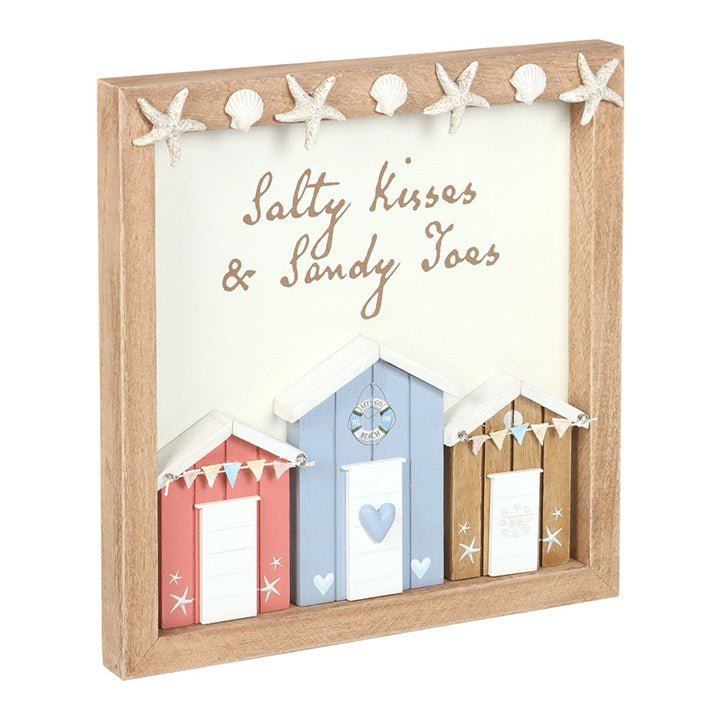 Salty Kisses 3D Shell Beach Hut Plaque | Inspired Creative Gifts | UK Supplier