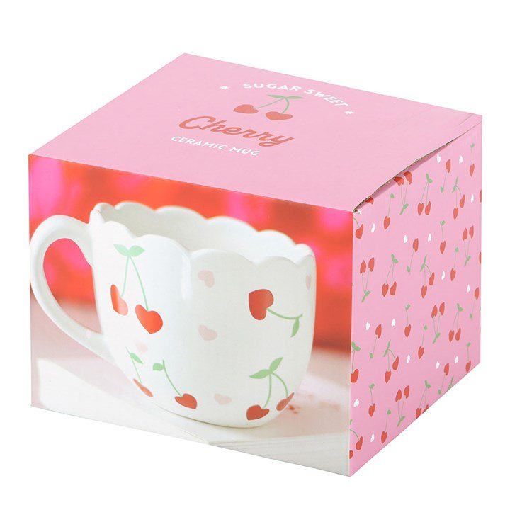 Scalloped Cherry Print Mug | Inspired Creative Gifts | UK Supplier