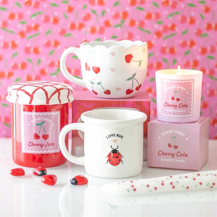 Scalloped Cherry Print Mug | Inspired Creative Gifts | UK Supplier