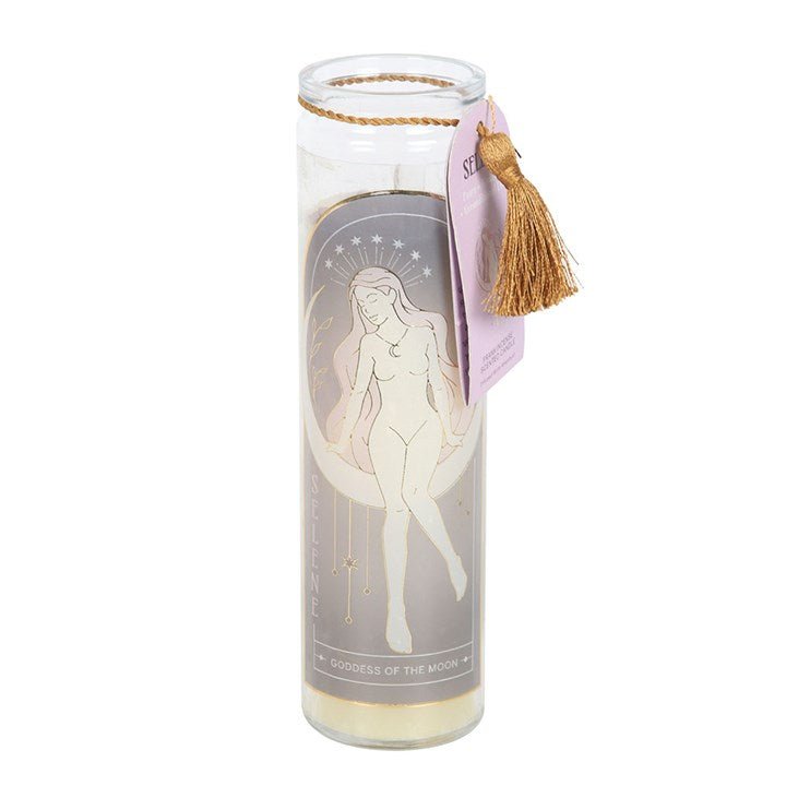 Selene Goddess Tube Candle with Amethyst Crystals | Inspired Creative Gifts | UK Supplier