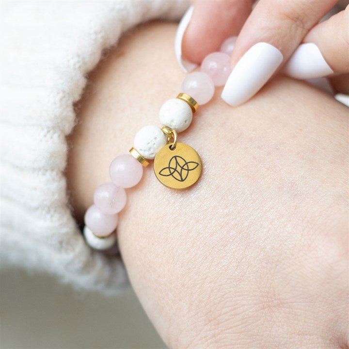 Self Love Rose Quartz Crystal Essential Oil Bracelet | Inspired Creative Gifts | UK Supplier