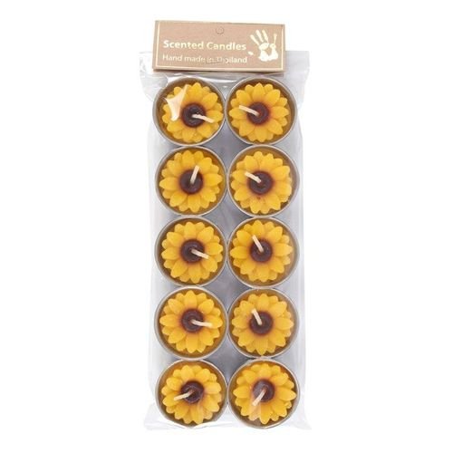 Set of 10 Yellow and Orange Sunflower Candles | Inspired Creative Gifts | UK Supplier