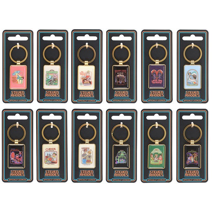 Set of 12 Enamel Keyrings by Steven Rhodes | Inspired Creative Gifts | UK Supplier
