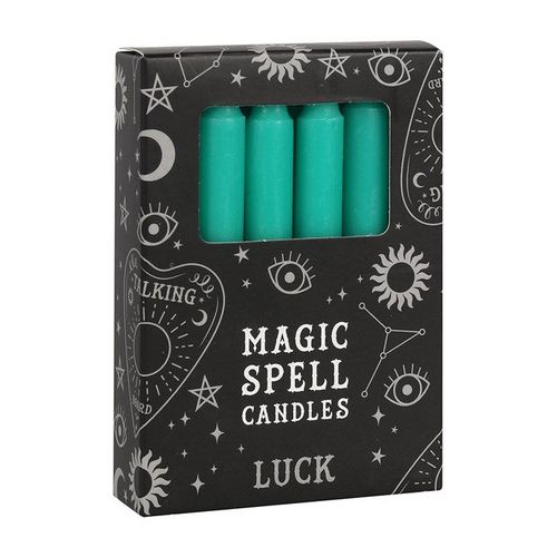 Set of 12 Green 'Luck' Spell Candles | Inspired Creative Gifts | UK Supplier