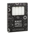 Set of 12 White 'Happiness' Spell Candles | Inspired Creative Gifts | UK Supplier
