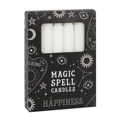 Set of 12 White 'Happiness' Spell Candles | Inspired Creative Gifts | UK Supplier