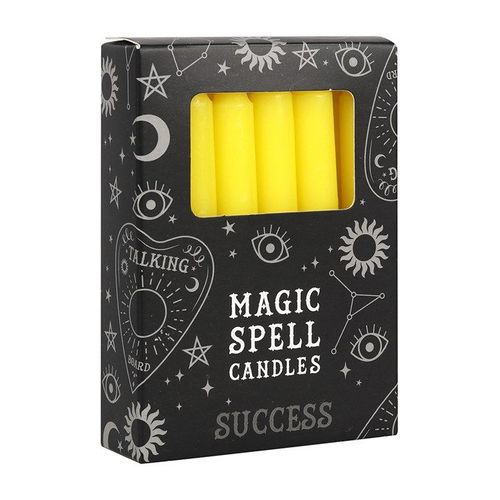Set of 12 Yellow 'Success' Spell Candles | Inspired Creative Gifts | UK Supplier