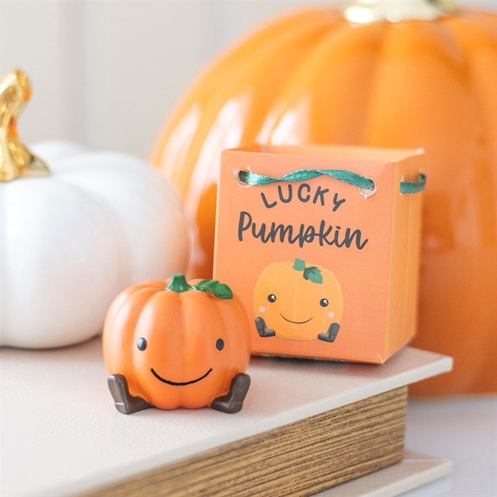Set of 16 Cute Lucky Pumpkin Ornaments in Display | Inspired Creative Gifts | UK Supplier
