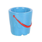 Set of 2 Bucket Shaped Ceramic Egg Cups with Spade Spoons | Inspired Creative Gifts | UK Supplier