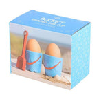 Set of 2 Bucket Shaped Ceramic Egg Cups with Spade Spoons | Inspired Creative Gifts | UK Supplier