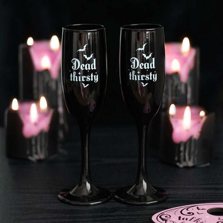 Set of 2 Dead Thirsty Champagne Flutes | Inspired Creative Gifts | UK Supplier