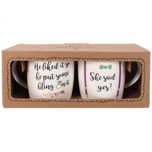 Set of 2 She Said Yes Mugs | Inspired Creative Gifts | UK Supplier